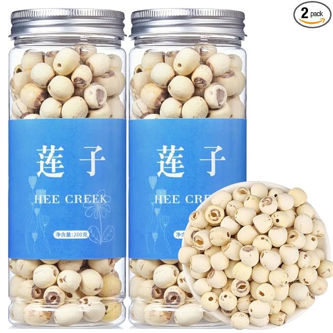 Hee Creek Premium Dried Lotus Seeds 14.1oz/400g White Lotus Seed without Cores Cooking Porridge and Soup Raw Materials 莲子 通芯白莲子 煮粥 银耳莲子羹原料
