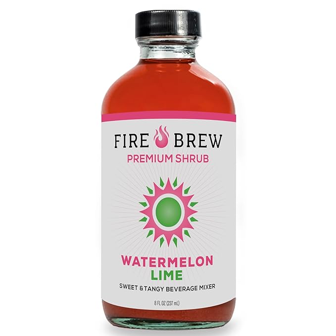 Fire Brew Premium Shrub – Watermelon Lime Shrub | 16 Concentrated Servings of Organic Ingredients for Bright Sweet Tart Flavor with Watermelon Lime Peppermint and Honey – 8oz