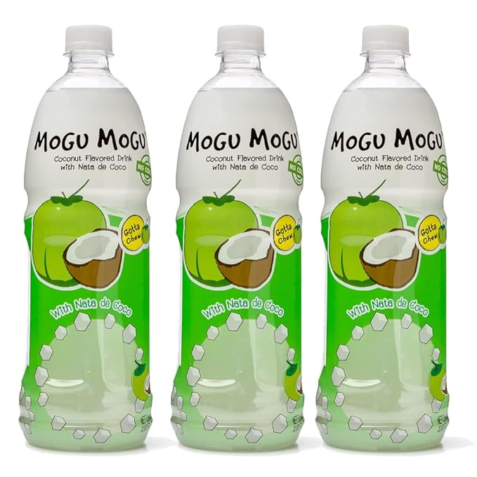 [Pack of 3] [Free Measuring Spoon] Mogu Mogu Juice with Nata De Coco - 33.8 Fl Oz Large Family Size (Coconut) 320 ml