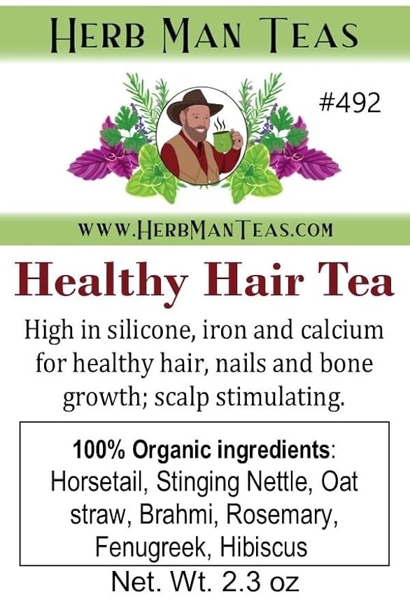 HEALTHY HAIR TEA — An Organic mineral-rich Herbal Blend to build Strong Healthy Hair and avoid hair thining Formulated by Master Herbalist Khabir - Non-GMO No Additives