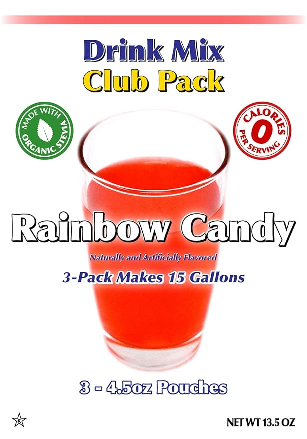 GramZero Rainbow Candy Zero Calorie Sugar Free Drink Mix Great For Nutrition Club Loaded Teas Stevia Sweetened
