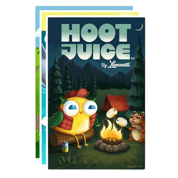 Hoot Juice Original Lemonade 24 Pack + Hoot Juice 3 Pack of Prints