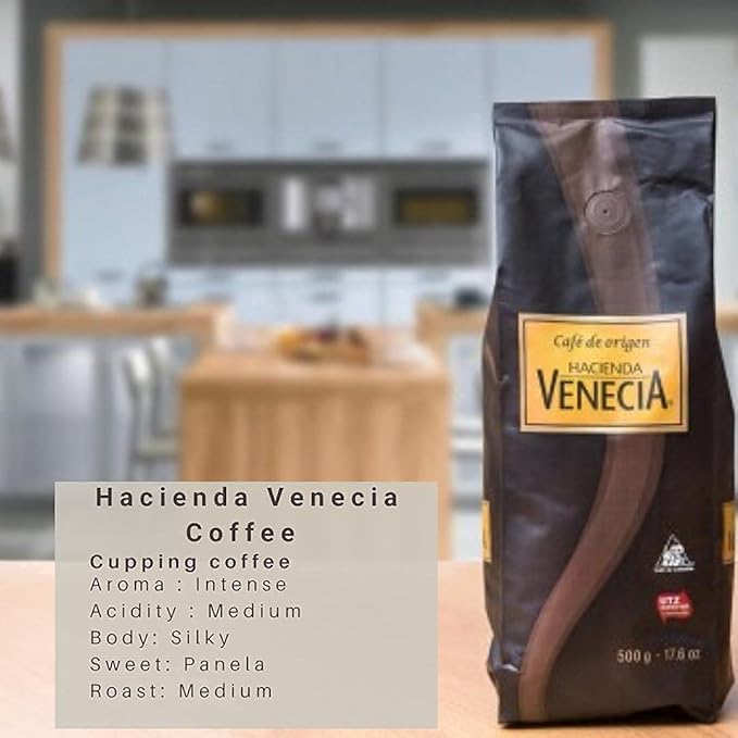 Hacienda Venecia Whole Bean Coffee Medium Roast 100% Colombian Arabica Single Origin from Manizales - 17.6 oz Bag