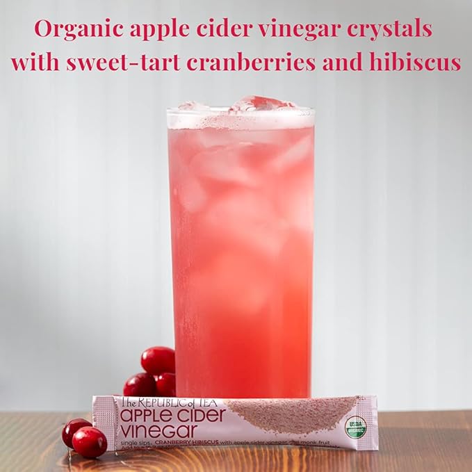 The Republic of Tea Cranberry Hibiscus Apple Cider Single Sips 50 Single Sips