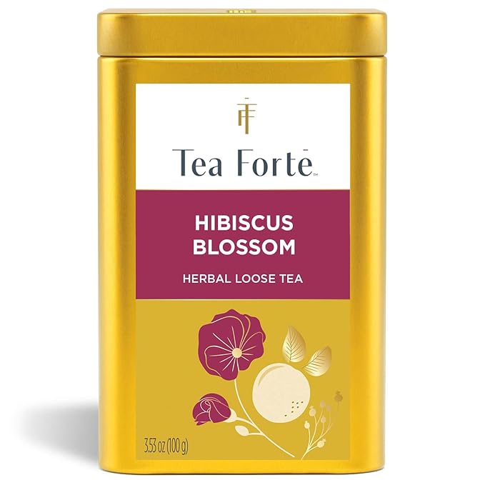Tea Forte Hibiscus Blossom Premium Loose Leaf Caffeine-Free Herbal Tea Blend Canister Makes 35-50 Cups