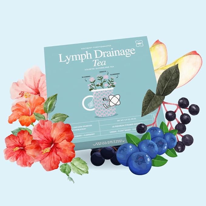 CoLymph Functionalitea: Lymph Drainage Tea Holistic Herbal Tea to Support Lymphatic Drainage Reduce Water Retention Inflammation and Face &amp Body Puffiness Caffeine-Free Blend of Hibiscus