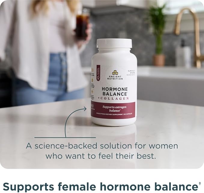 Ancient Nutrition Hormone Balance + Collagen Supplement Hydrolyzed Collagen Peptides Key Clinically Validated Ingredient to Support Balanced Hormones and Boost Energy 60 Capsules