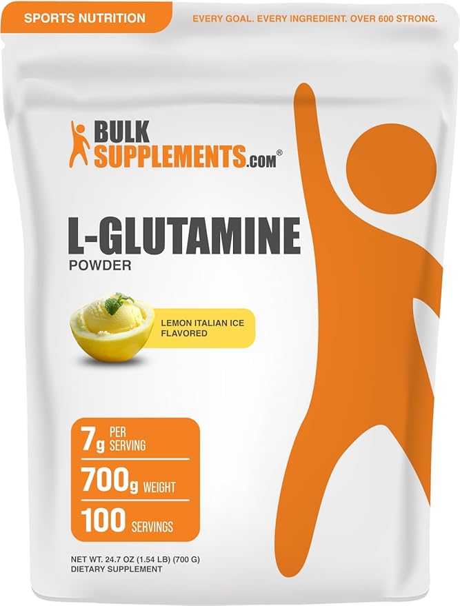BulkSupplements.com L-Glutamine Powder - Glutamine Supplement Amino Acid Supplement - Lemon Italian Ice Flavor 7g per Serving 700g (1.5 lbs) (Pack of 1)