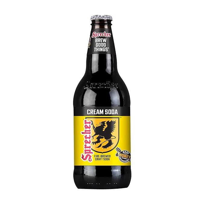 Sprecher Cream Soda in 16 fl oz Glass Bottles (24 Pack) Fire Brewed Cream Soda with Real Honey Naturally Flavored Gourmet Craft Soda
