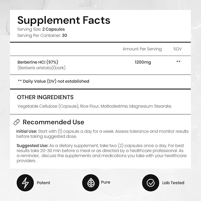 ACEWORKZ Berberine Supplement – Berberine HCL 1200mg per Serving – Weight Management &amp Cravings Support – Gut &amp Metabolic Health Support (60 Capsules)