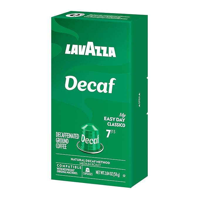 Lavazza Espresso Maestro Decaf (DEK) Aluminum Capsules Compatible with Nespresso* Original Machines Medium Espresso Roast Arabica and Robusta Blend Packaging Vary10 Count(Pack of 12)