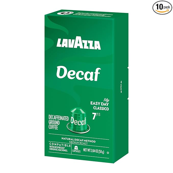 Lavazza Decaf Aluminum Capsules Compatible with Nespresso* Original Machines Medium Roast (10 Capsules)