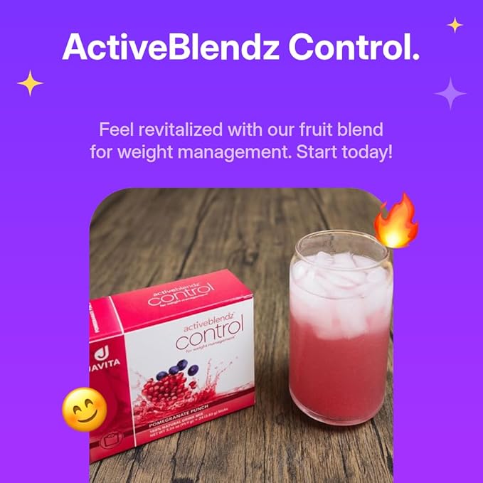 ActiveBlendz Control Instant Herbal &amp Fruit Drink – Refreshing Botanical Formula with Acai Pomegranate – Supports Daily Balance &amp Craving Control – Convenient Wellness Beverage Mix by Javita