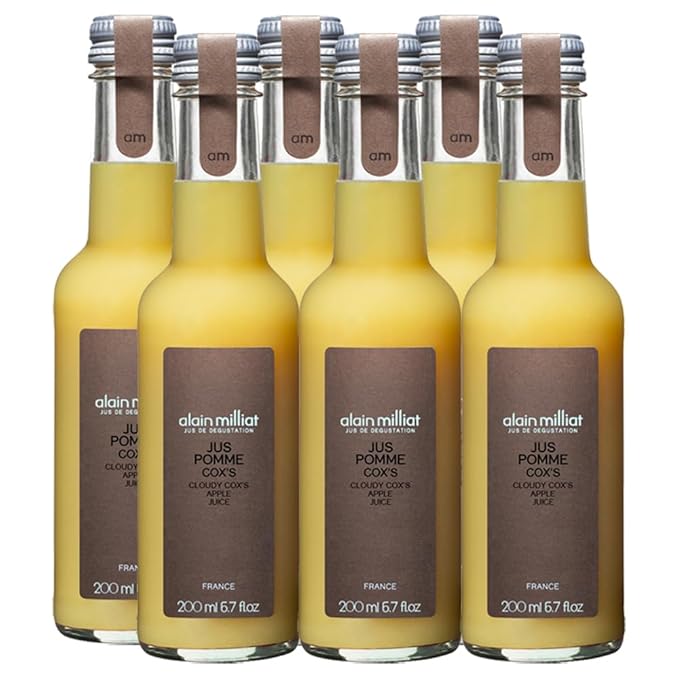 Alain Milliat Cloudy Cox's Apple Juice 6.8 Fl Oz (Six 200ml Glass Bottles)