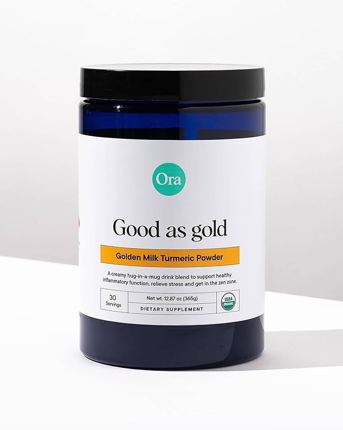 Ora Organic Golden Milk Powder - Ayurvedic Turmeric Powder with Organic Adaptogens - Ashwagandha Reishi and Ginger | Organic Gluten-Free Soy-Free Vegan Non-GMO - Maple &amp Vanilla 30 Servings