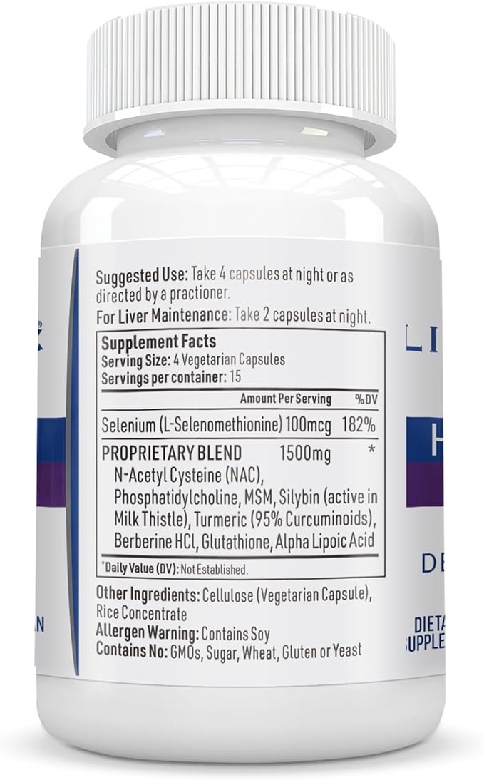 Hepatiben Liver Detox Cleanse Non-GMO w/Digestive Repair. Natural Liver Supplement w/Milk Thistle Silybin NAC Choline Turmeric Berberine L-Glutathione 60CT