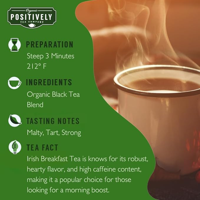Organic Positively Tea Company Irish Breakfast Black Tea Loose Leaf 16 Ounce
