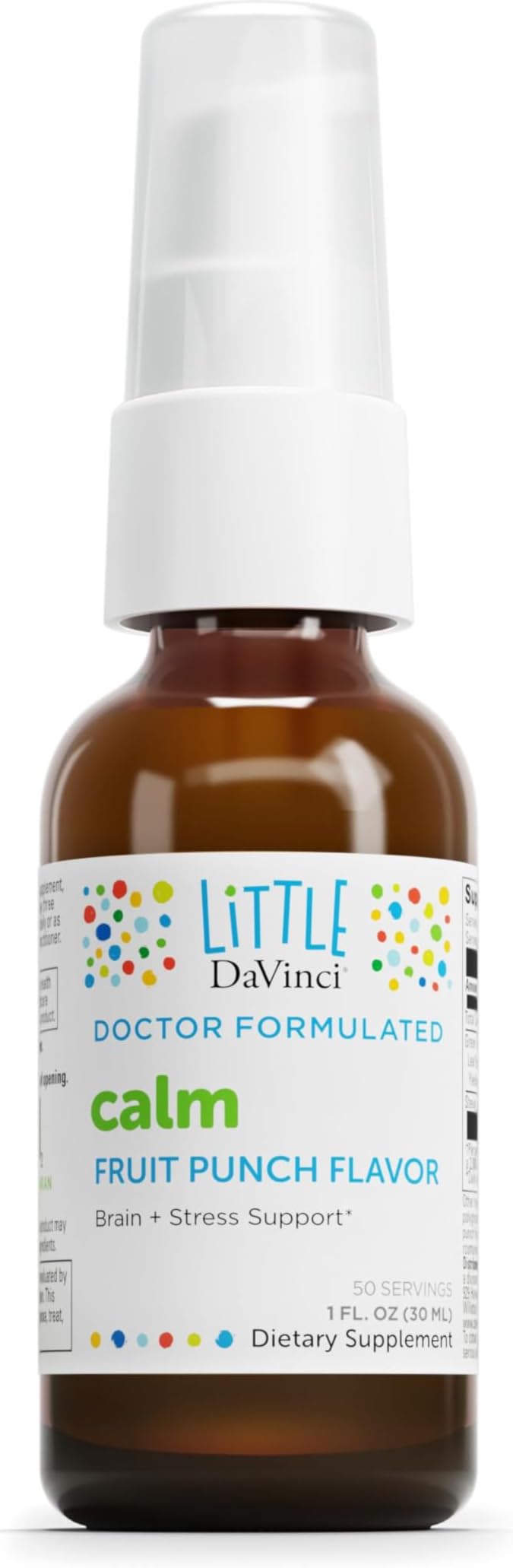 DAVINCI Little Calm - Calming Supplement for Kids* - Supports Relaxation Focus and Alertness* - with Green Tea Leaf Extract and Stevia Leaf Extract - Fruit Punch Flavor - 30 ml