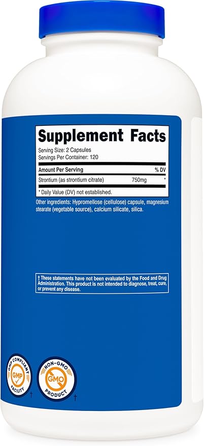 Nutricost Strontium Capsules 750mg 240 Capsules - Vegetarian Non-GMO Gluten Free