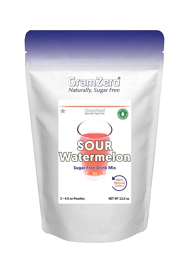 GramZero Sour Watermelon Zero Calorie Sugar Free Drink Mix Great For Nutrition Club Loaded Tea Stevia Sweetened