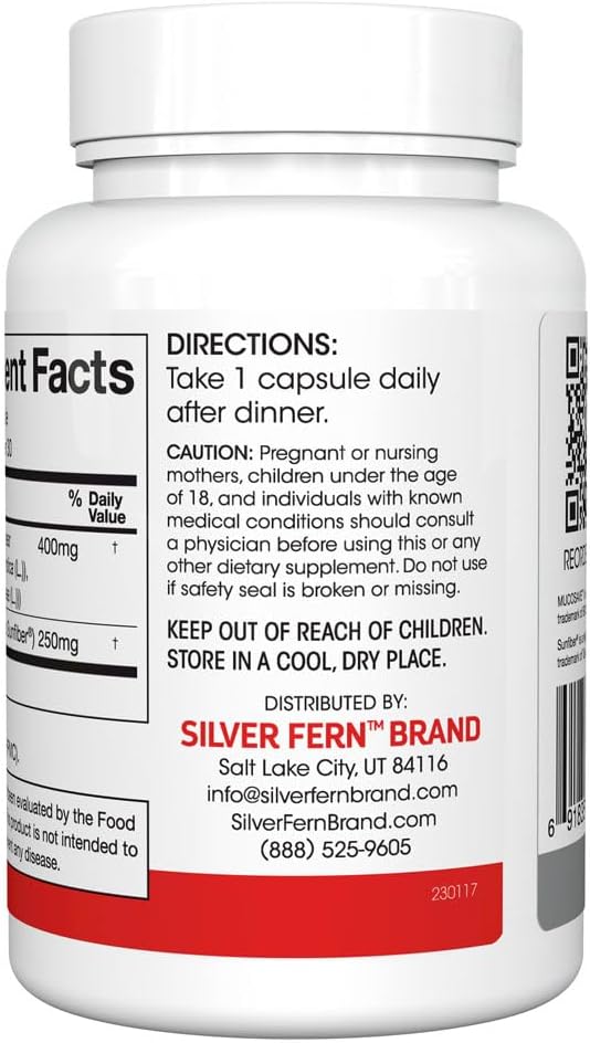 Silver Fern Regularity Digestive Supplement Capsules Brand - 1 Bottle = 30 Capsules = 30 Day Supply - Mucosave FG (Prickly Pear Polysaccharides &amp Olive Leaf Polyphenols) &amp SunFiber