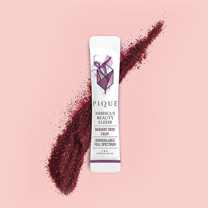 Pique Organic Hibiscus Tea Crystals - Powerful Antioxidants and Caffeine-Free Herbal Tea Real Egyptian Flower for Glowing Skin - 28 Single Serve Sticks (Pack of 2)