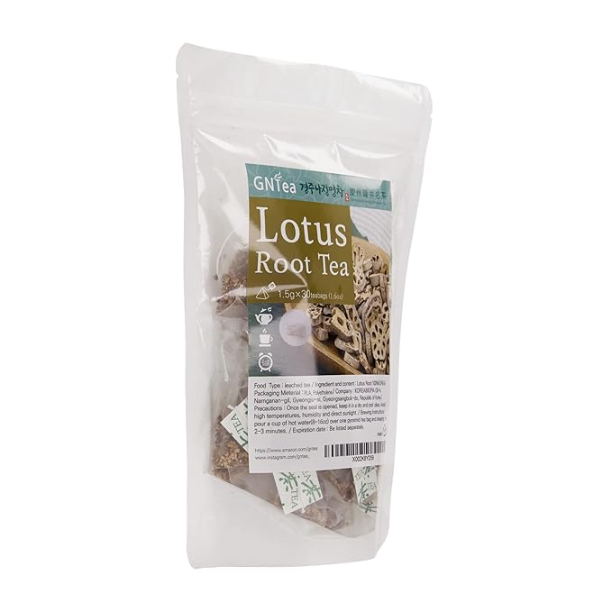 [GNTea] Vegan Lotus Root tea 30 teabags (pack of 1) 1.6oz Triangle teabag (PLA) Handmade Roasting Leached tea