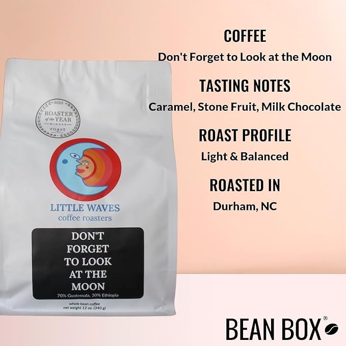 Bean Box Coffee Sampler - Roasted by Little Waves 4-Pack Whole Bean Coffee Gourmet Coffee
