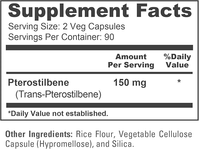 NusaPure Pterostilbene 150mg 180 Veggie Caps (Non-GMO Vegan)