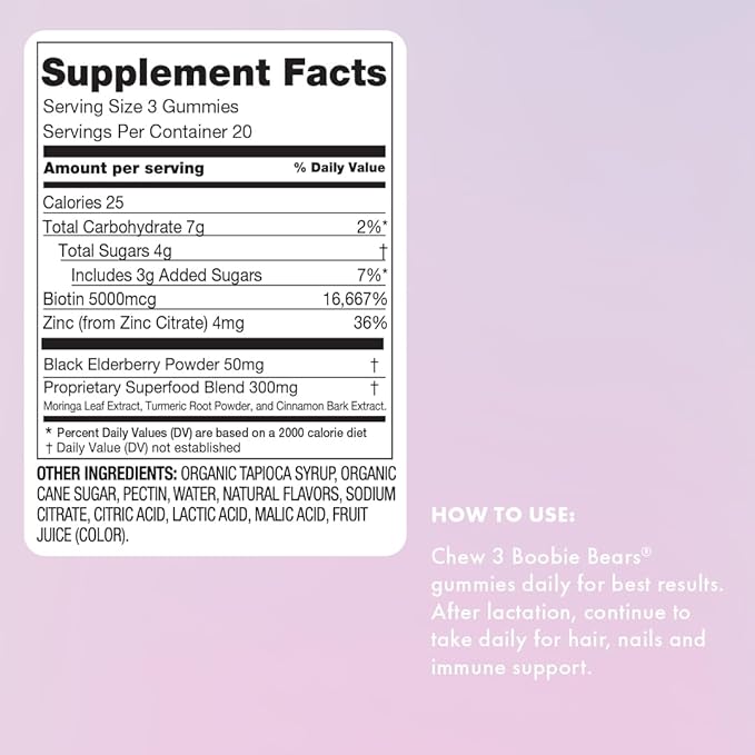 Boobie Bears Lactation Support Gummies | Helps As Milk Supply Booster &amp Supports Immune Health &amp Hair Growth | Breastfeeding Supplements with Zinc &amp Elderberry for Milk Supply Increase 12