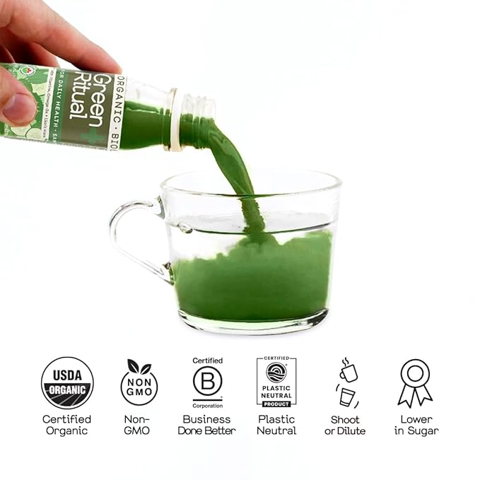 Greenhouse Juice Green Ritual Wellness Shot Brain-Boosting 12-Count 60mL Glass Bottles with Cucumber Spinach Vitamin C &amp Magnesium Supplement 2 Oz Pack of 12