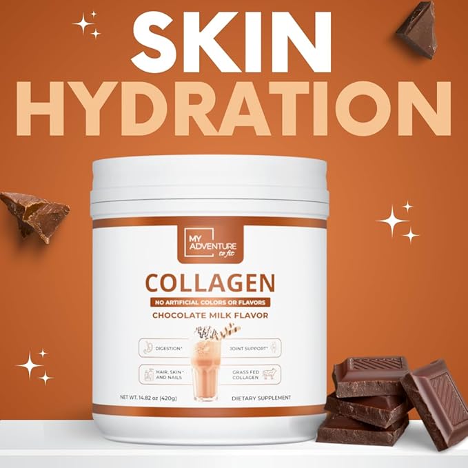 My Adventure to Fit Hydrolyzed Collagen Powder for Women - Grass Fed for Muscle Growth &amp Chocolate Collagen Protein Powder - Keto Collagen Powder for Joints &amp Gut Health - Chocolate Milk 420g