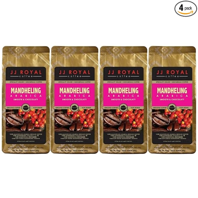 JJ Royal Coffee Mandheling Arabica 200g Ground Coffee (Pack of 4)