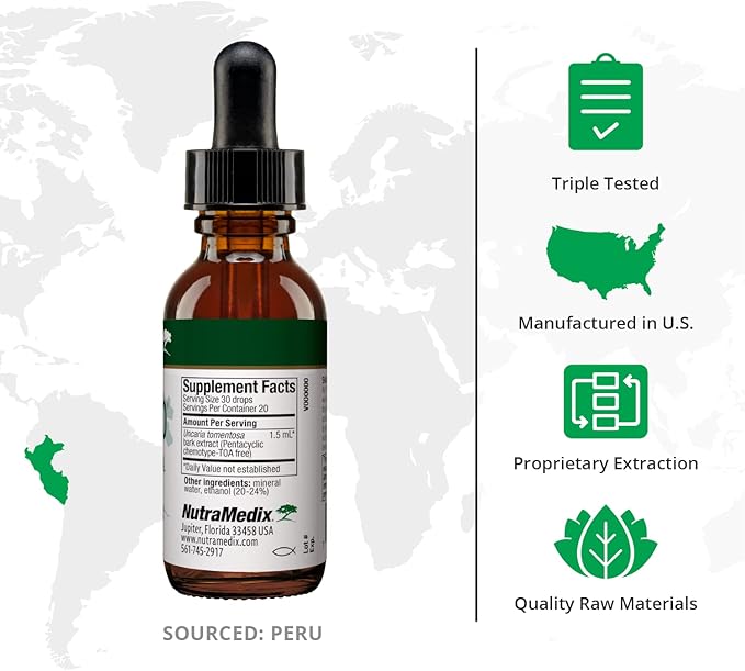 NutraMedix Samento Cat's Claw Tincture - Cat's Claw Immune Support Supplement for Brain Antioxidant Cardiovascular &amp Microbial Support - Bioavailable Herbal Supplements from Nature (2oz / 60ml)