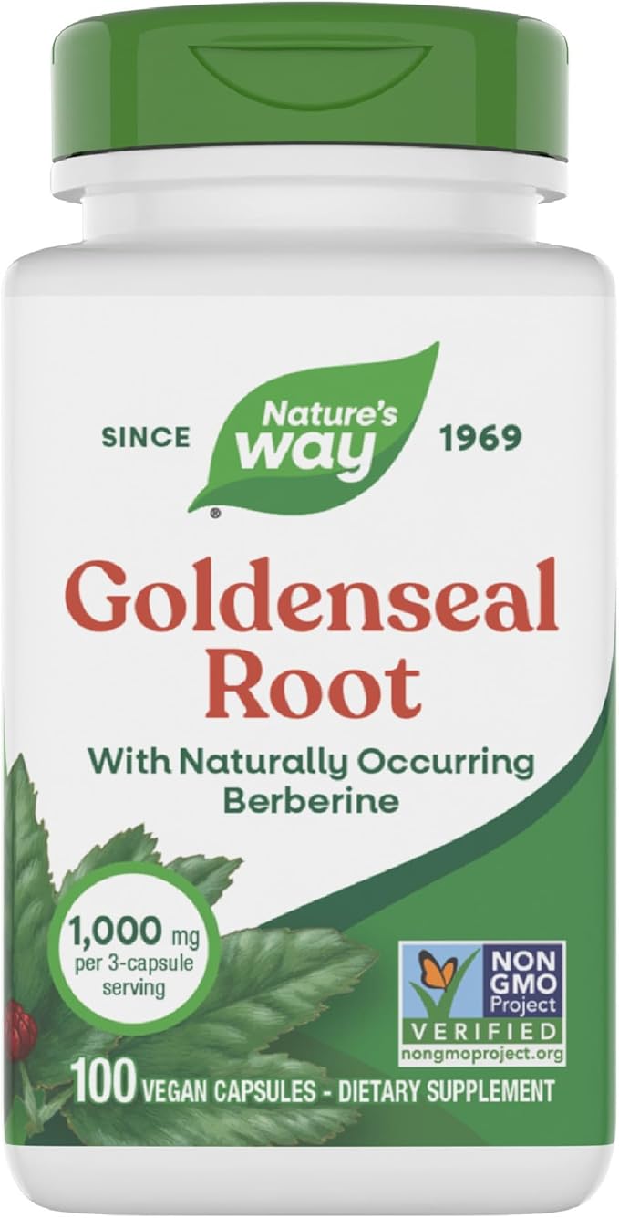 Nature's Way Goldenseal Root Traditional Digestive Support* Contains Berberine Non-GMO Project Verified Vegan 100 Capsules (Packaging May Vary)