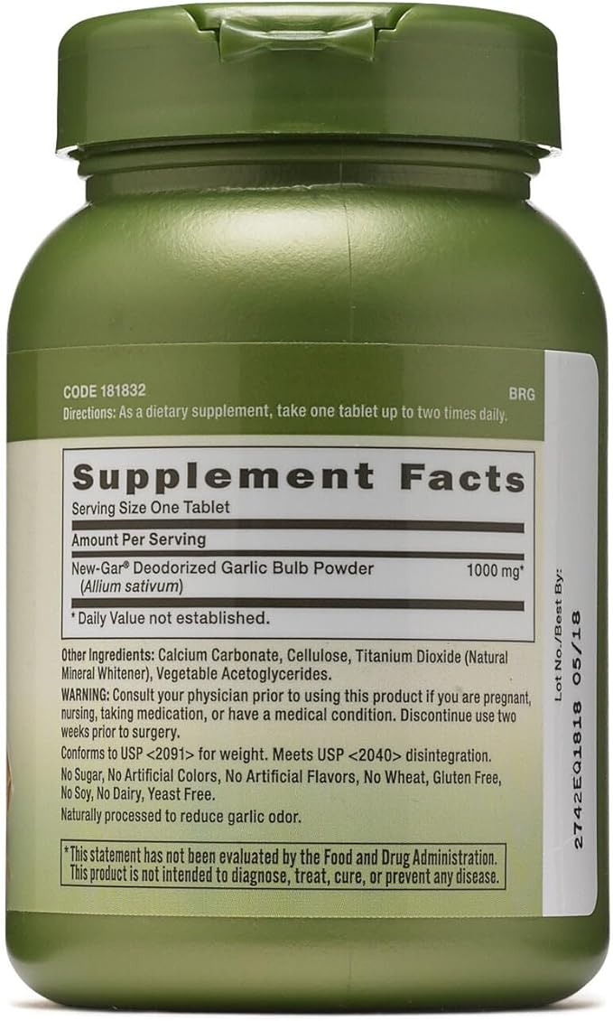 GNC Herbal Plus Odorless Super Garlic 1000mg 100 Tablets Supports Cardiovascular Health