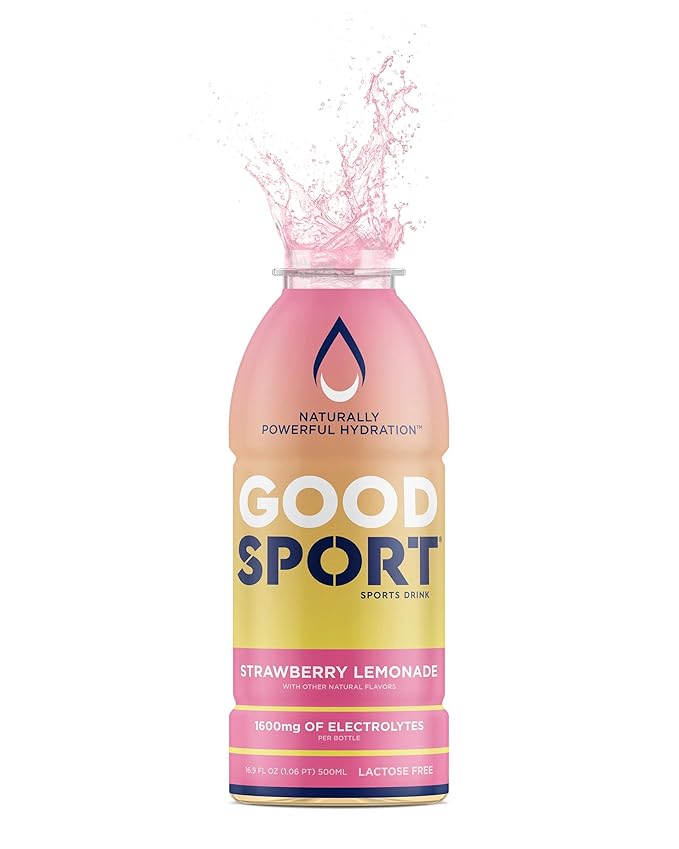 GoodSport Electrolyte Sports Drink Rapid &amp Long-lasting Hydration (16.9 Fl Oz (Pack of 12) Strawberry Lemonade)