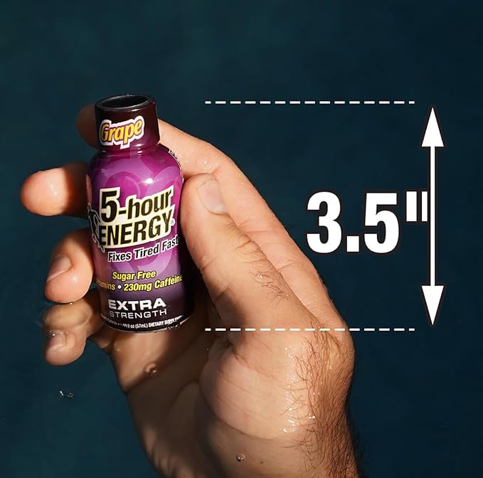 5-hour ENERGY Extra Strength Grape Energy Shot 1.93oz 20-Pack – Sugar Free Caffeine Energy Booster with B-Vitamins &amp Amino Acids – Zero Calorie