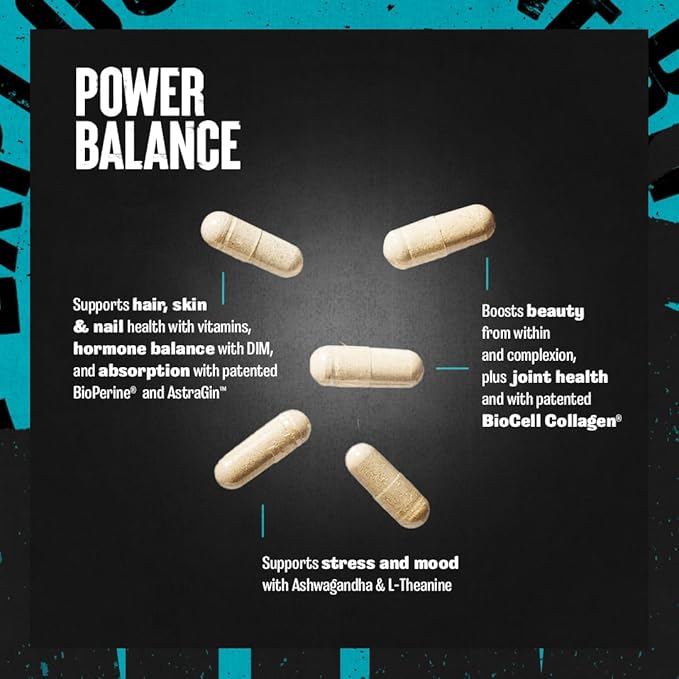 Animal Power Balance – Women's Alpha F Comprehensive Formula – Supports Hormonal Balance Complexion Hair Nails Mood and Stress Intestinal Health &amp Bone and Joint Health – 30 Packs
