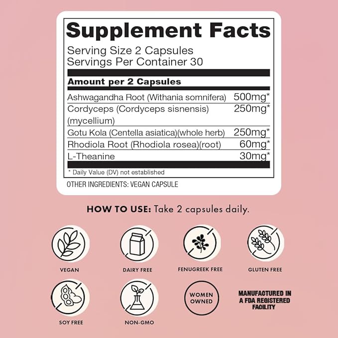 Boobie Relax Mom Postpartum Stress Support Supplement | Breastfeeding Friendly Approved | Postnatal Mood and Energy Support for Women with Ashwagandha &amp L-Theanine 60 Capsules
