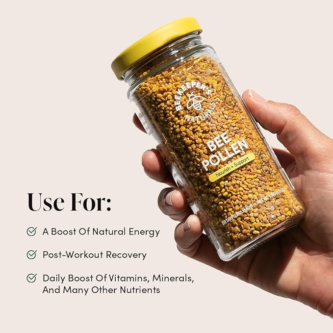 Beekeeper's Naturals - 100% Raw Bee Pollen Granules Natural Preserved Enzymes Source of Vitamin B Minerals Amino Acids &amp Protein - Paleo &amp Keto Friendly Gluten Free (5.2 oz)