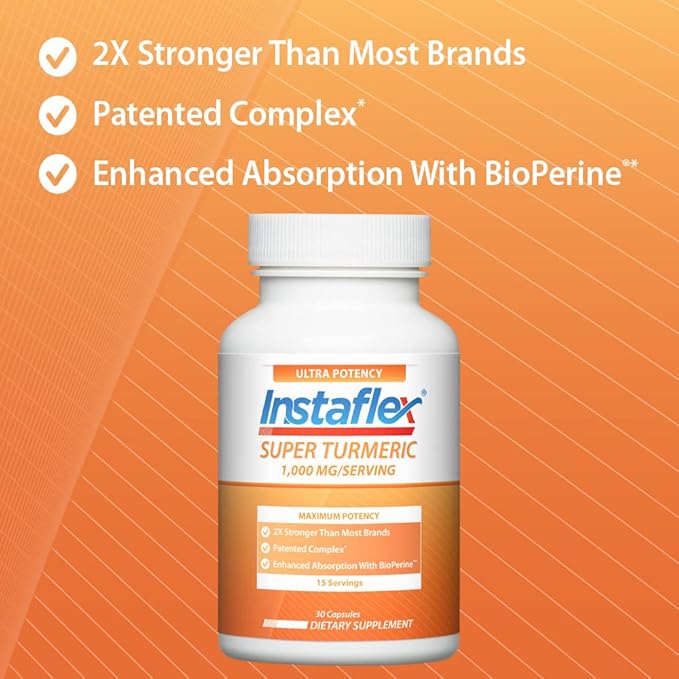 Instaflex Super Turmeric - 1000mg Turmeric Curcumin with BioPerine Black Pepper Extract 95% Curcuminoids 30 Count
