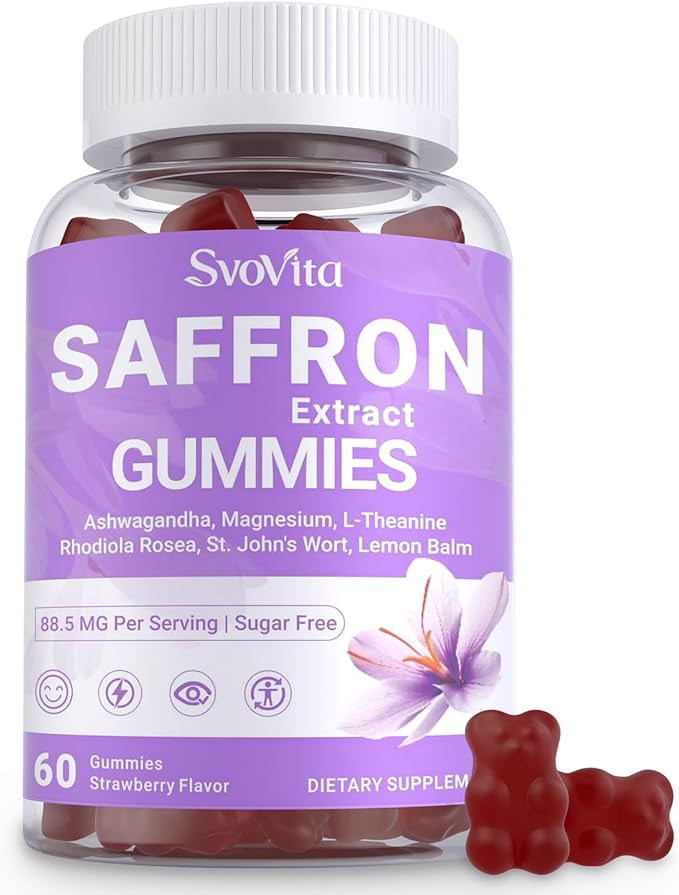 Saffron Supplements Gummies with Saffron Extract Sugar Free 60 Count