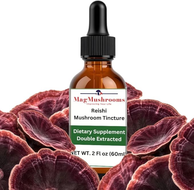 Reishi Tincture Daily Supplement Double Extracted for High Potency 2 Fl oz 60 doses