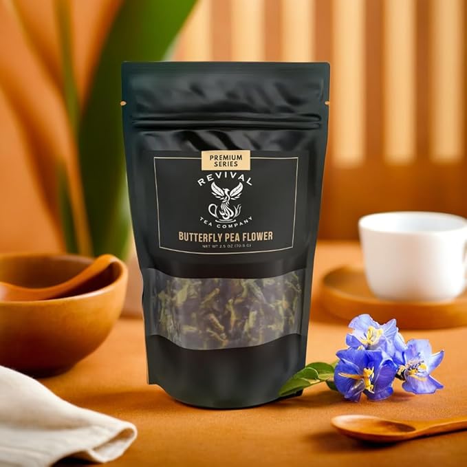 Revival Tea Company - Butterfly Pea Flower Herbal Tea Flavor - Caffeine Free | Loose Leaf 2 Ounces | 50 Servings