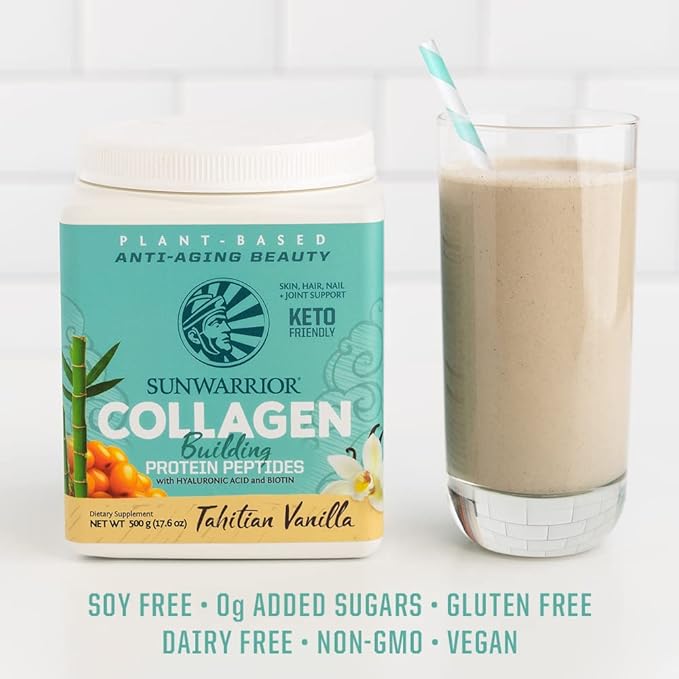 Sunwarrior Vegan Collagen Building Powder | Plant-Based Vanilla Flavored 20 Servings &amp Creatine Monohydrate Powder | Micronized Creatine Unflavored 60 Servings