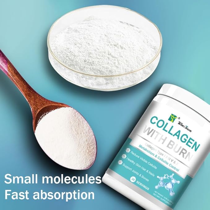 Multi Collagen Burn Powder–Metabolism&ampBody Composition Support–Types I/II/III/V/X–L-Carnitine+Green Tea Extract–Skin Joints&ampMuscle Support–30 Servings