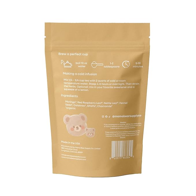 Lactation Love Support Tea with Red Raspberry Nettle Moringa Fennel Chamomile 3 oz Organic Herbal Blend 45 Servings