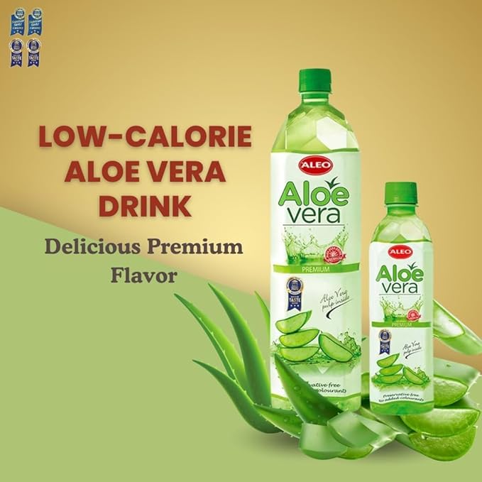 ALEO 1.5L x 12 Premium Aloe Vera Drink - Natural No Preservatives No Artificial Colors Superior Taste Award 2025