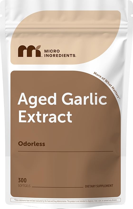 Micro Ingredients Odorless Garlic 300 Softgels | 2 Years Aged Garlic Extract | Grown Allium Sativum Bulb | Natural Herbal Supplements | Non-GMO Gluten Free